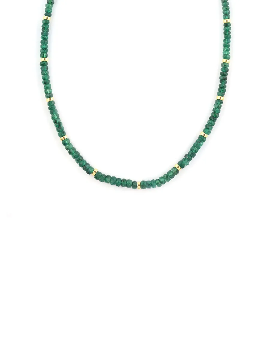Bright Emerald Dyed Corundum Rondelle Necklace
