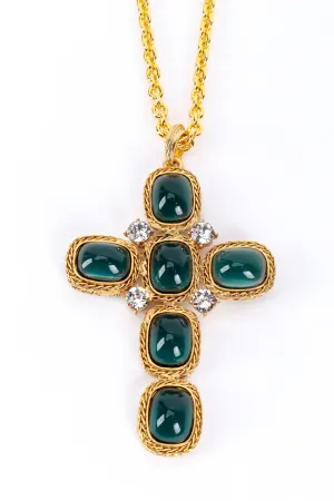 Cabochon Crystal Cross Necklace
