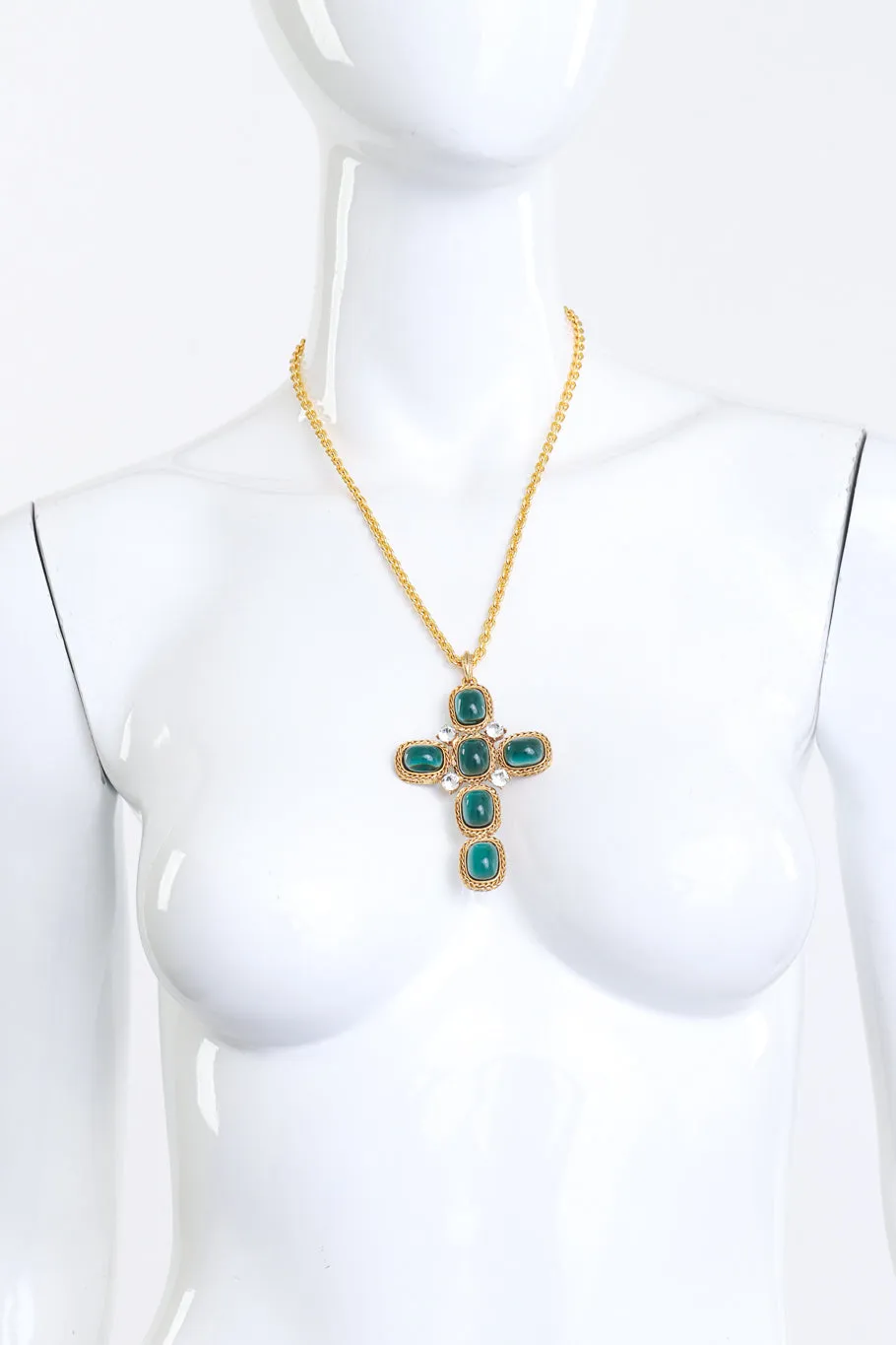 Cabochon Crystal Cross Necklace