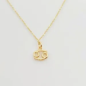 Cancer Zodiac Symbol 14K Gold Necklace
