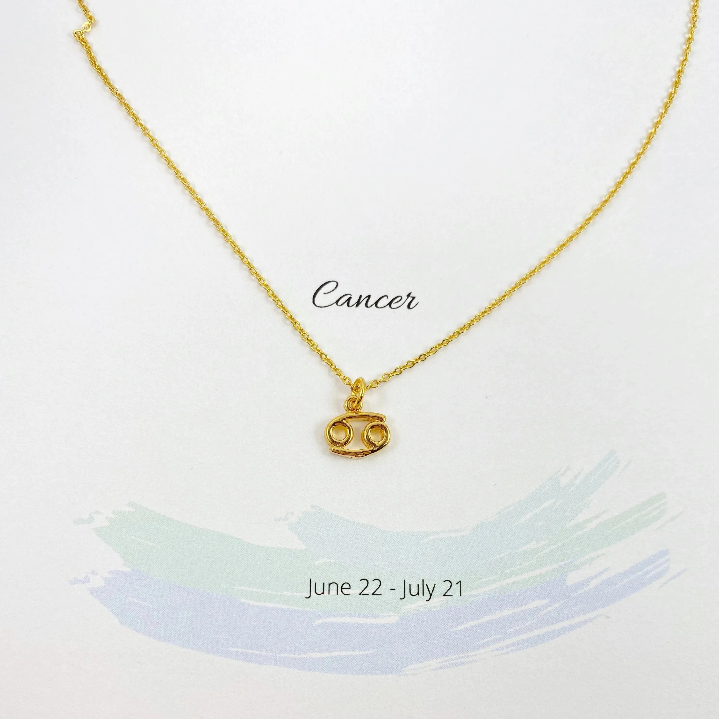 Cancer Zodiac Symbol 14K Gold Necklace