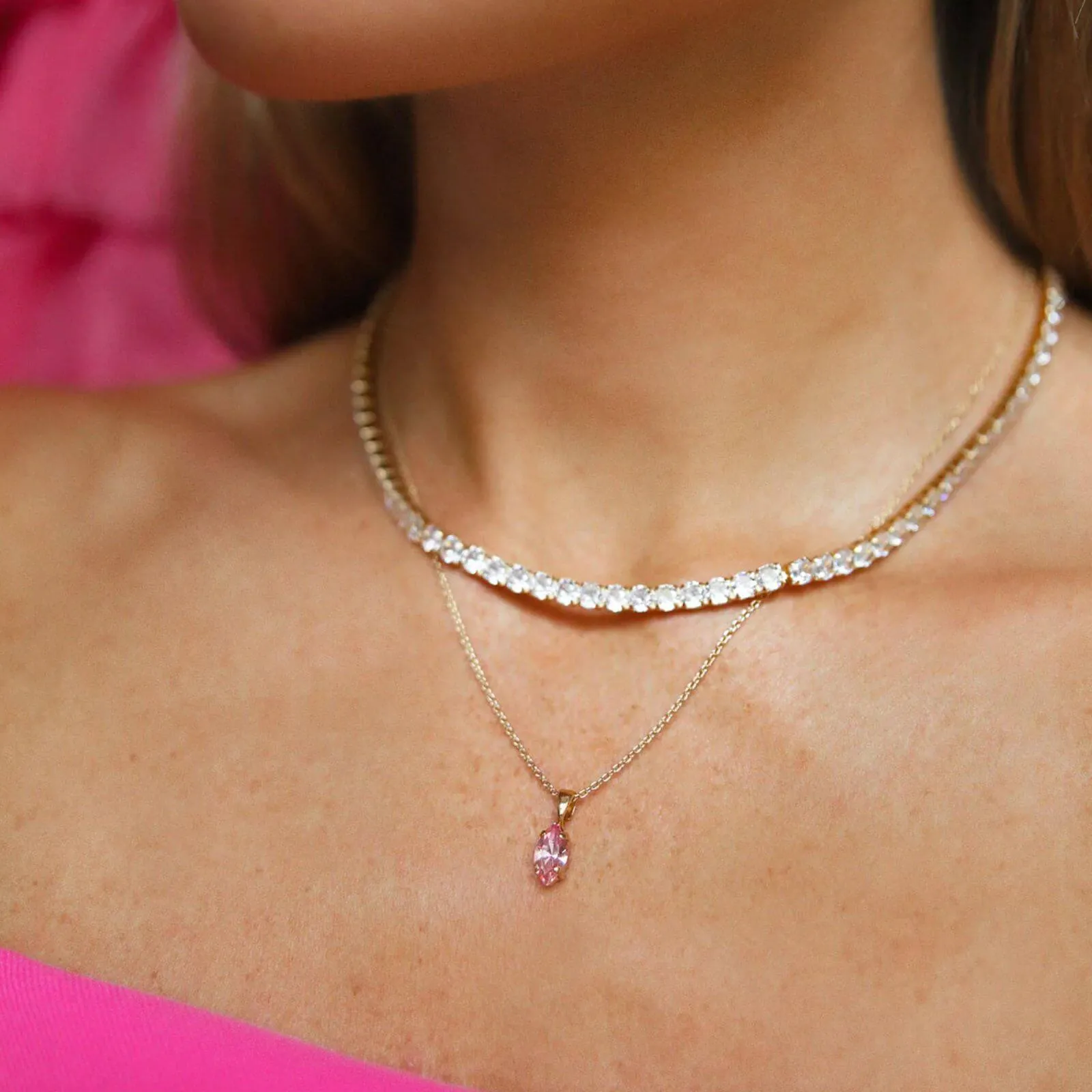 Caroline Svedbom Silver Zara Necklace - Clear Crystal