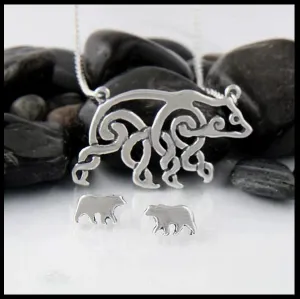 Celtic Bear Pendant and Earring Set