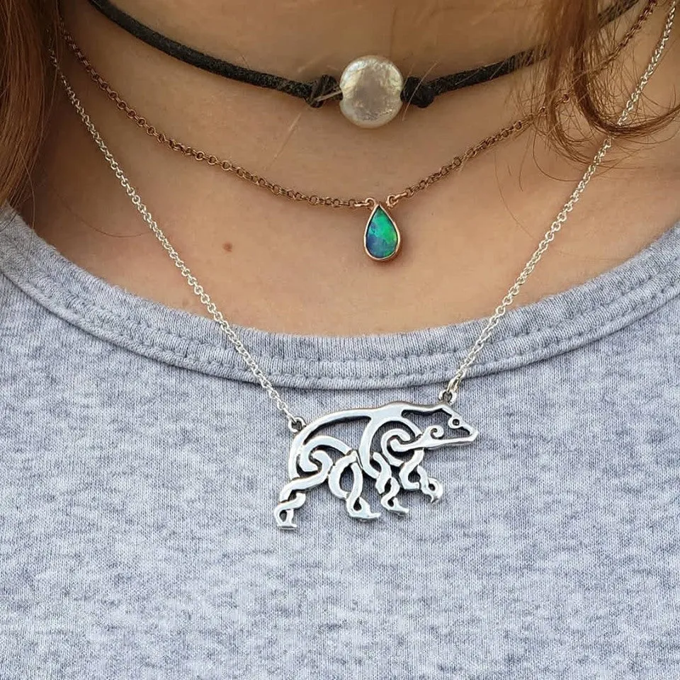 Celtic Bear Pendant and Earring Set