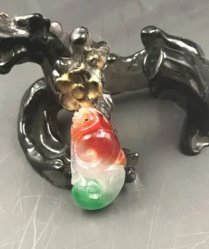 Certified Natural Ice Jadeite Emerald Jade Dragon Ruyi Pendant《Grade A》3187