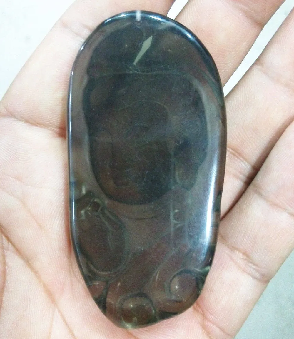 Certified Natural Icy Obsidian Emerald Jade GuanYin Pendant