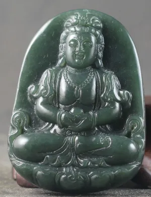 Certified Natural Jadeite Emerald Jade Guanyin Pendant《Grade A》