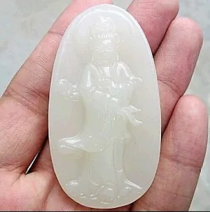 Certified Natural White Jadeite Emerald Jade Jewelry Nobility Guanyin Pendant 《Grade A》