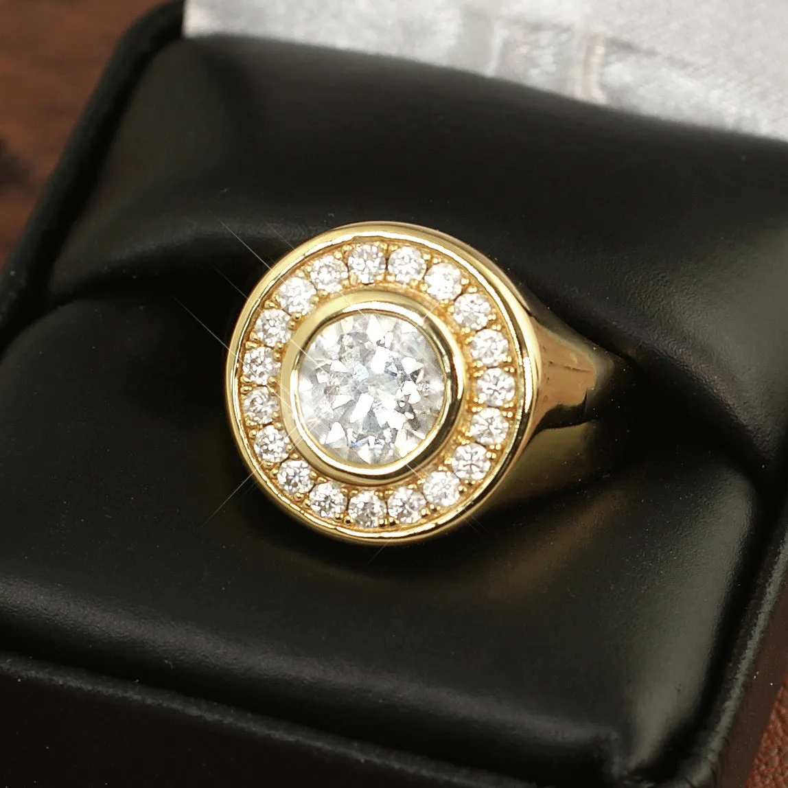 Certified VVS1 3.1 Carat Moissanite Godfather Ring