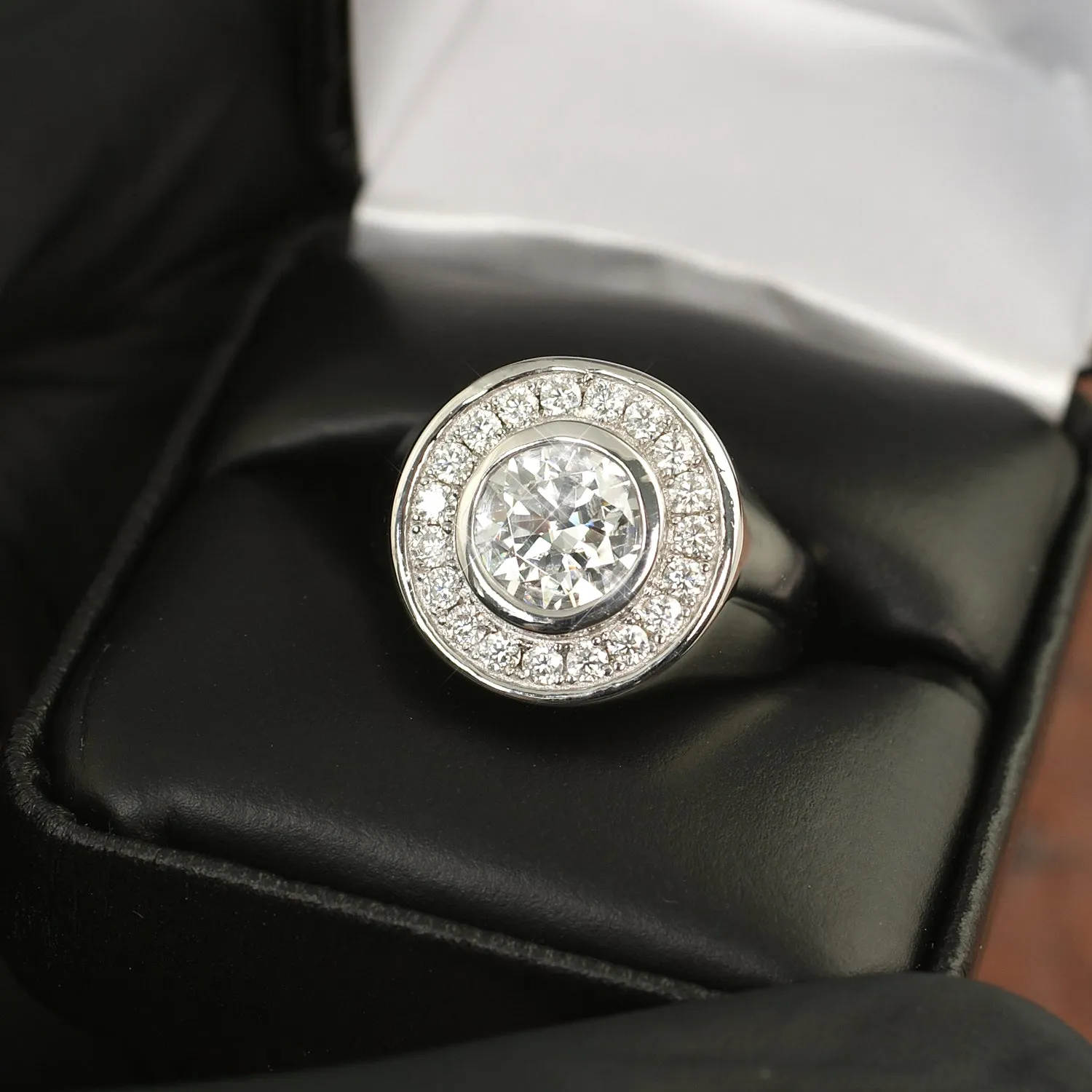 Certified VVS1 3.1 Carat Moissanite Godfather Ring