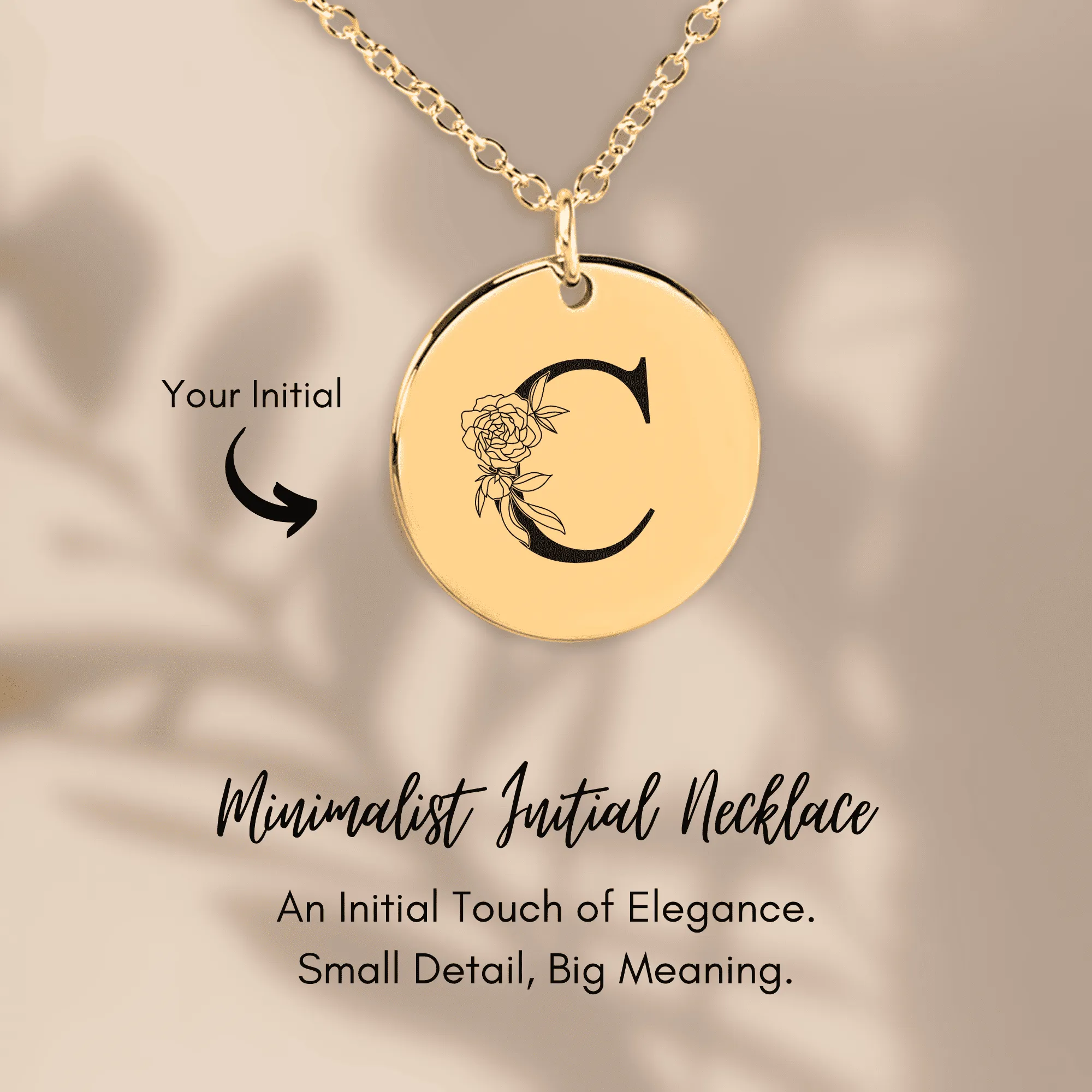 Cherishing You Initial Necklace – C