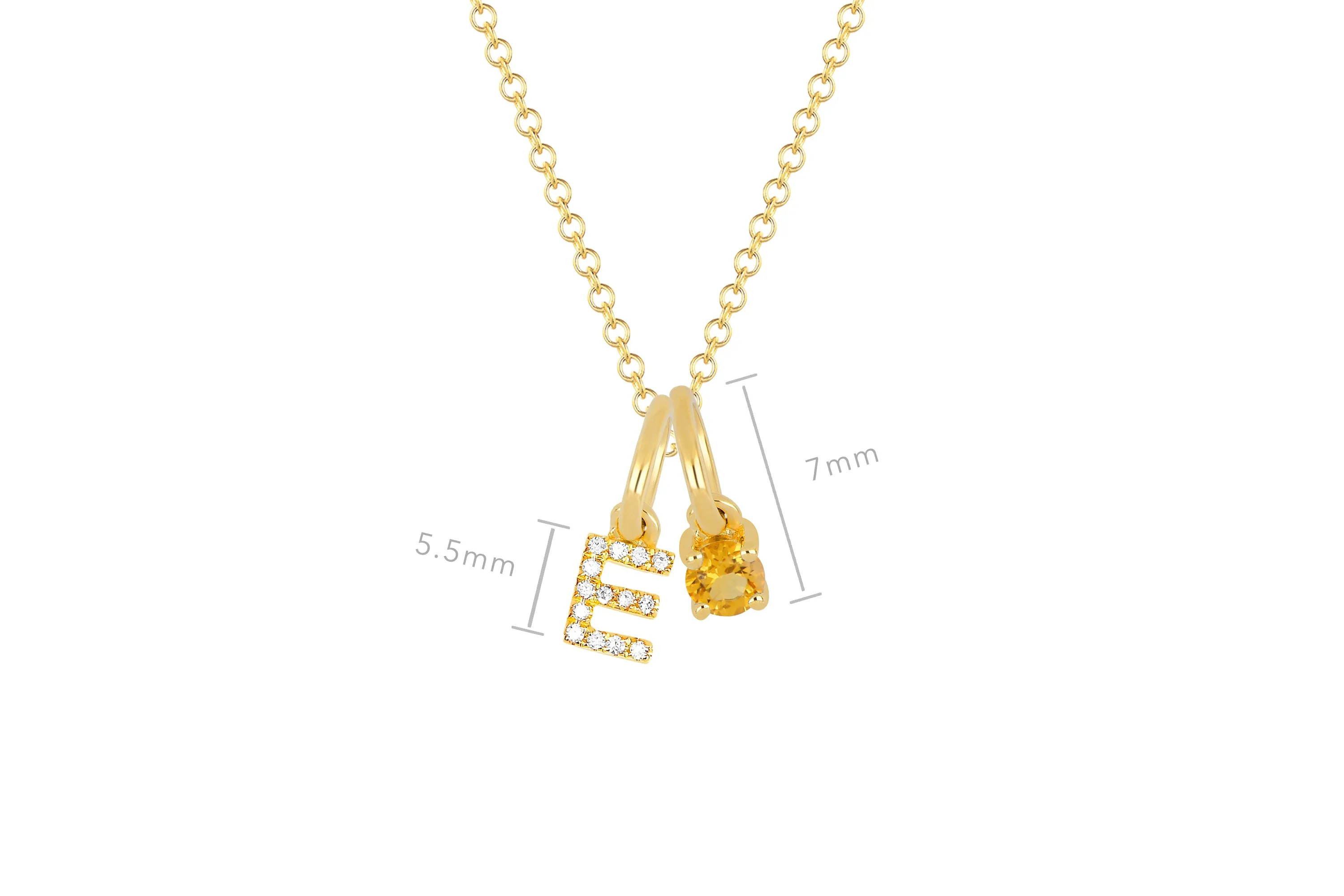 Citrine Birthstone Initial Charm Necklace