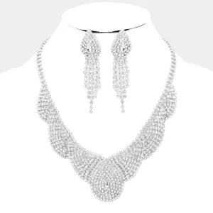 Clear Crystal Rhinestone Collar Evening Necklace | Prom Necklace | 206710