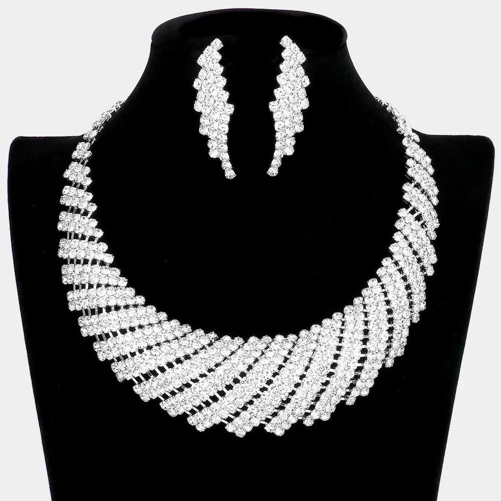 Clear Crystal Rhinestone Necklace Set  | 103324