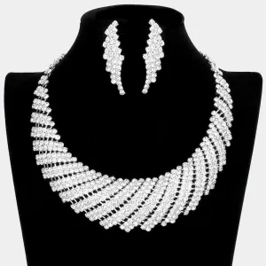 Clear Crystal Rhinestone Necklace Set  | 103324