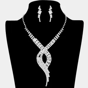 Clear Crystal Swirl Rhinestone Jewelry Set  | 239187