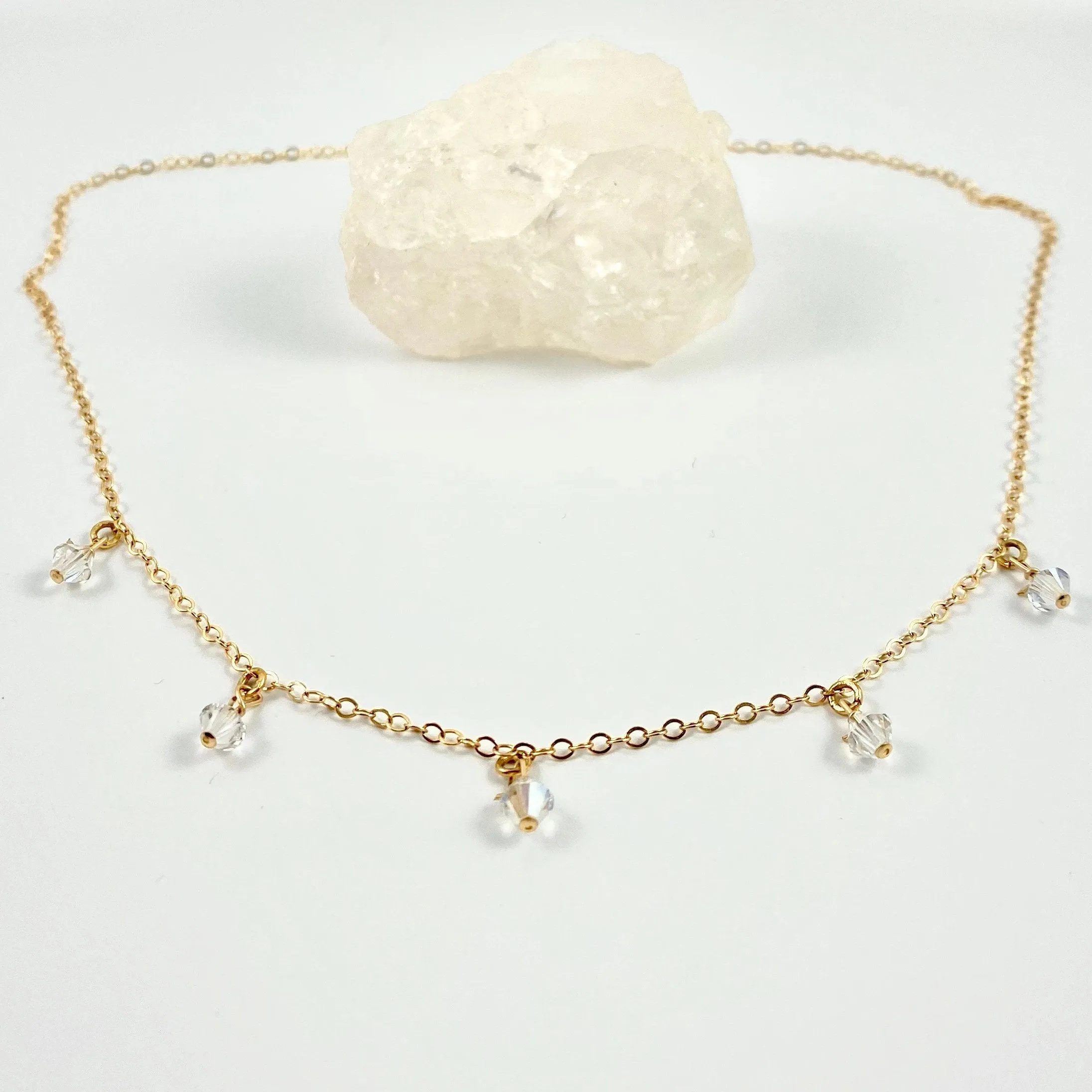 Clear Diamond Crystal Choker Necklace