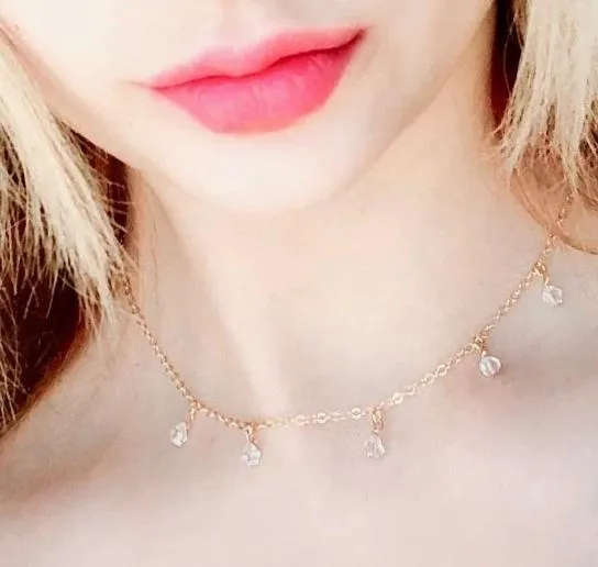Clear Diamond Crystal Choker Necklace