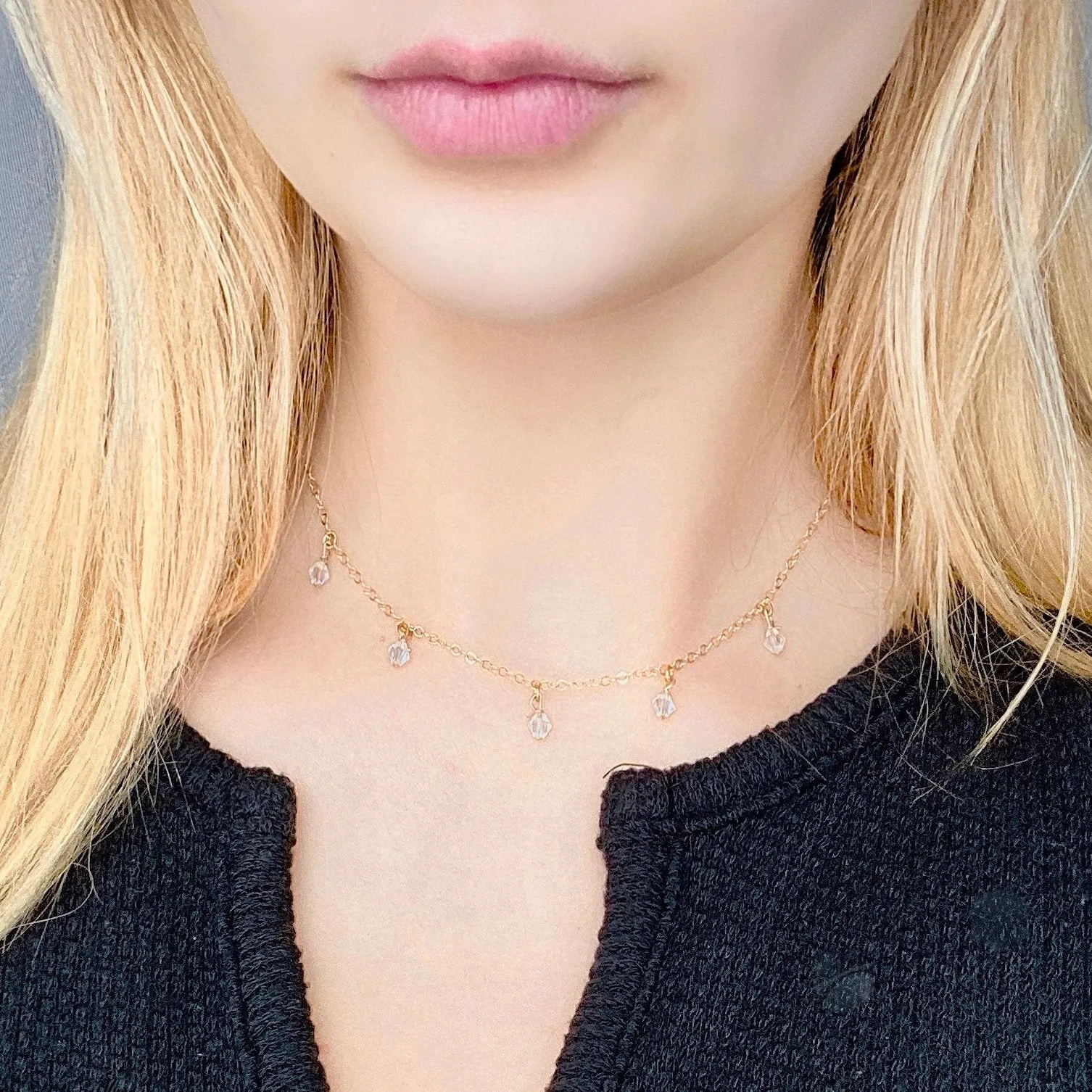Clear Diamond Crystal Choker Necklace