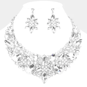 Clear Multi Stone Evening Necklace Set | Statement Jewelry | Special Occasion Crystal  Necklace|  529027