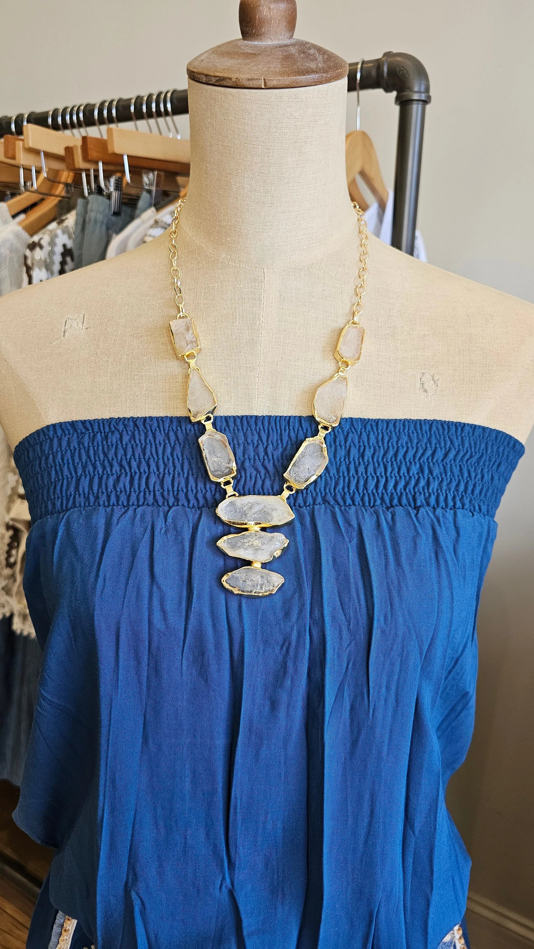 Clear Quartz Stone Necklace