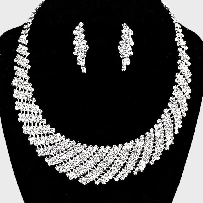Clear Rhinestone Round Collar Pageant Necklace | Prom Necklace | 66528