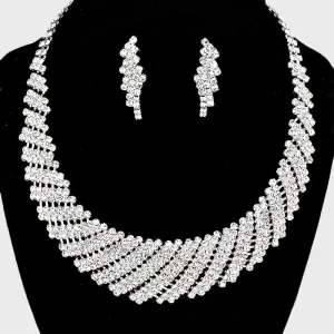 Clear Rhinestone Round Collar Pageant Necklace | Prom Necklace | 66528