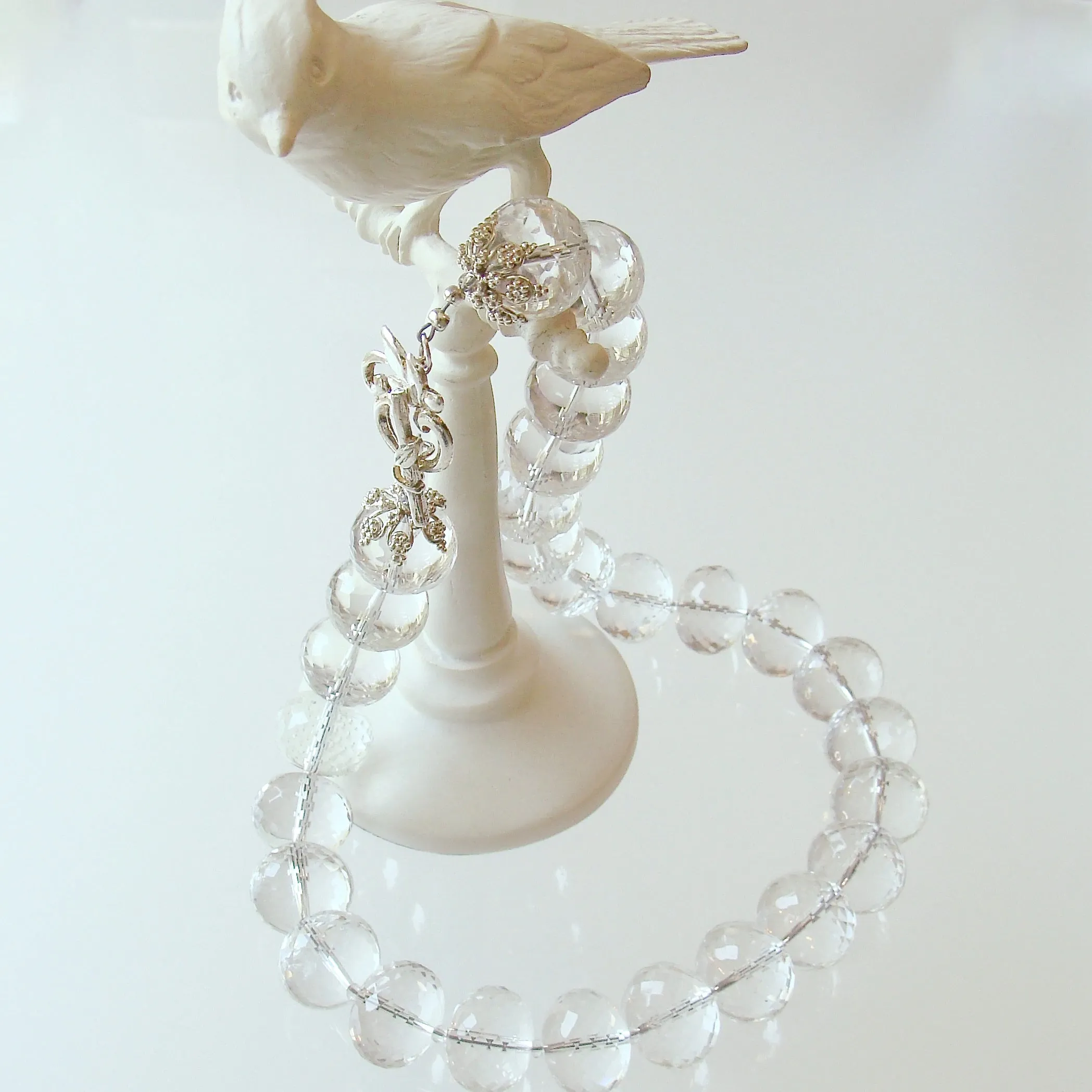 Clear Rock Crystal Rondelle Choker Necklace - I Can See Clearly Now Necklace