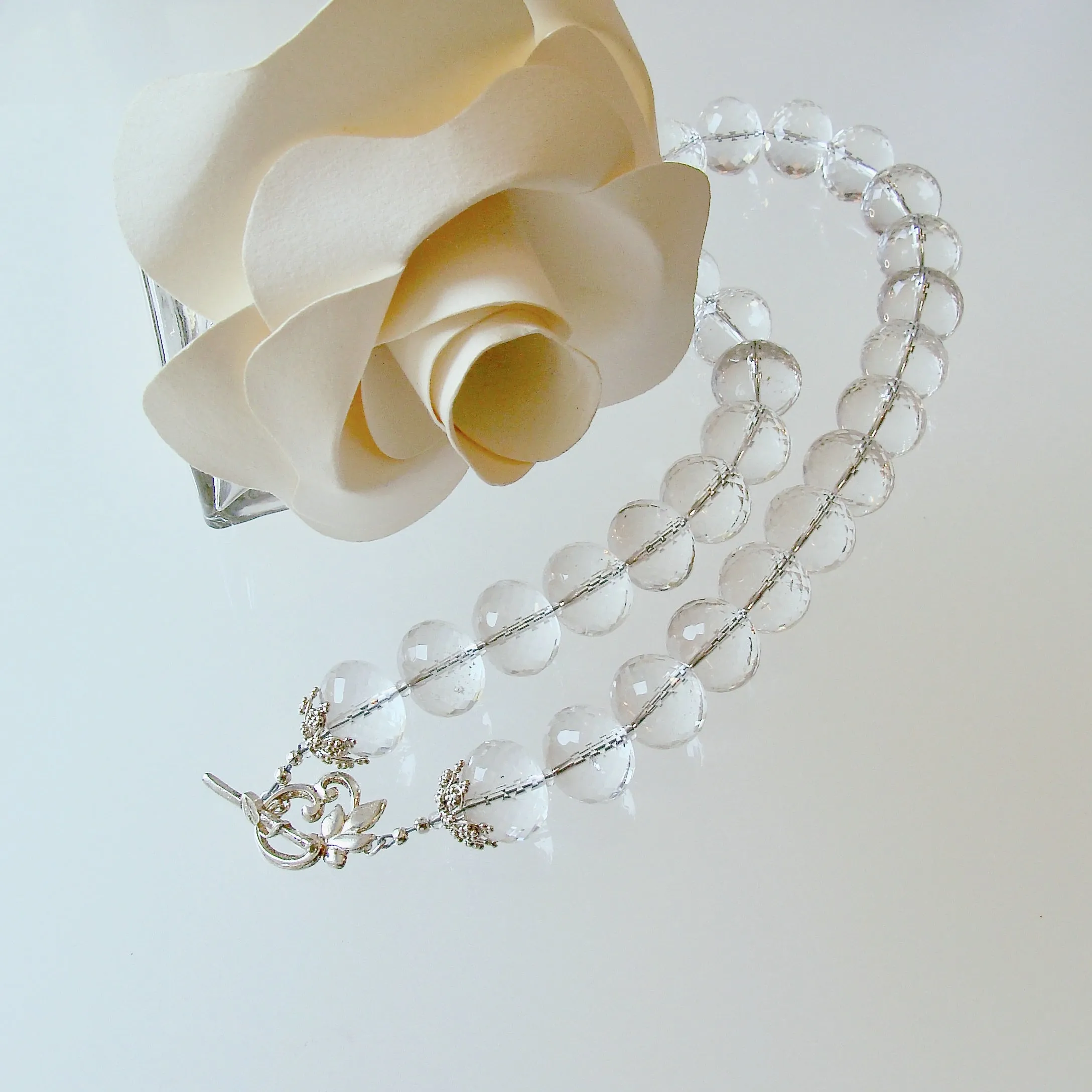 Clear Rock Crystal Rondelle Choker Necklace - I Can See Clearly Now Necklace