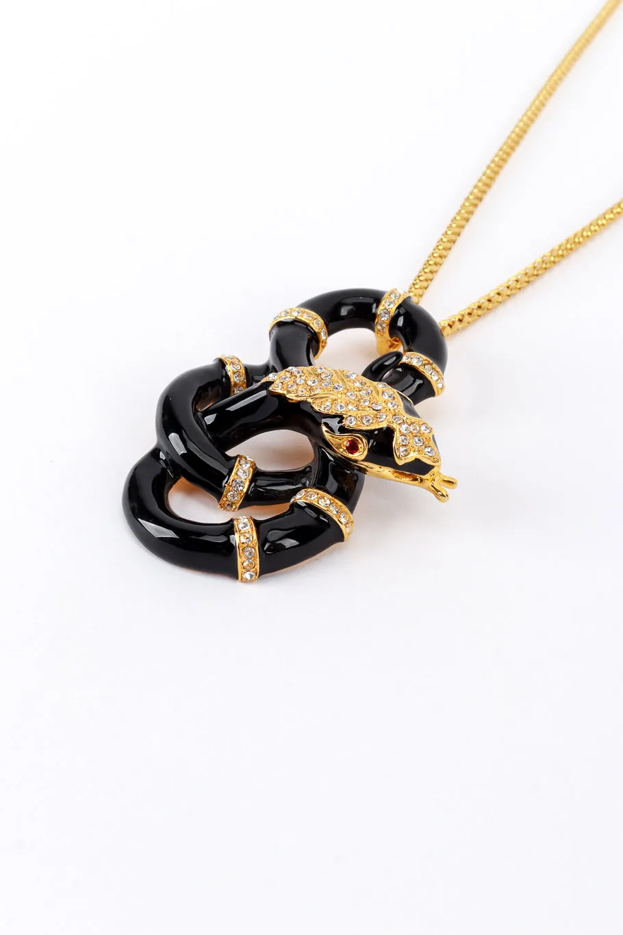 Coiled Crystal Snake Pendant Necklace