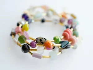 Colorful beaded friendship bracelet, seed bead bracelet, bright stackable bracelet, gold bracelet, gift for her, bridesmaids gift, colorful