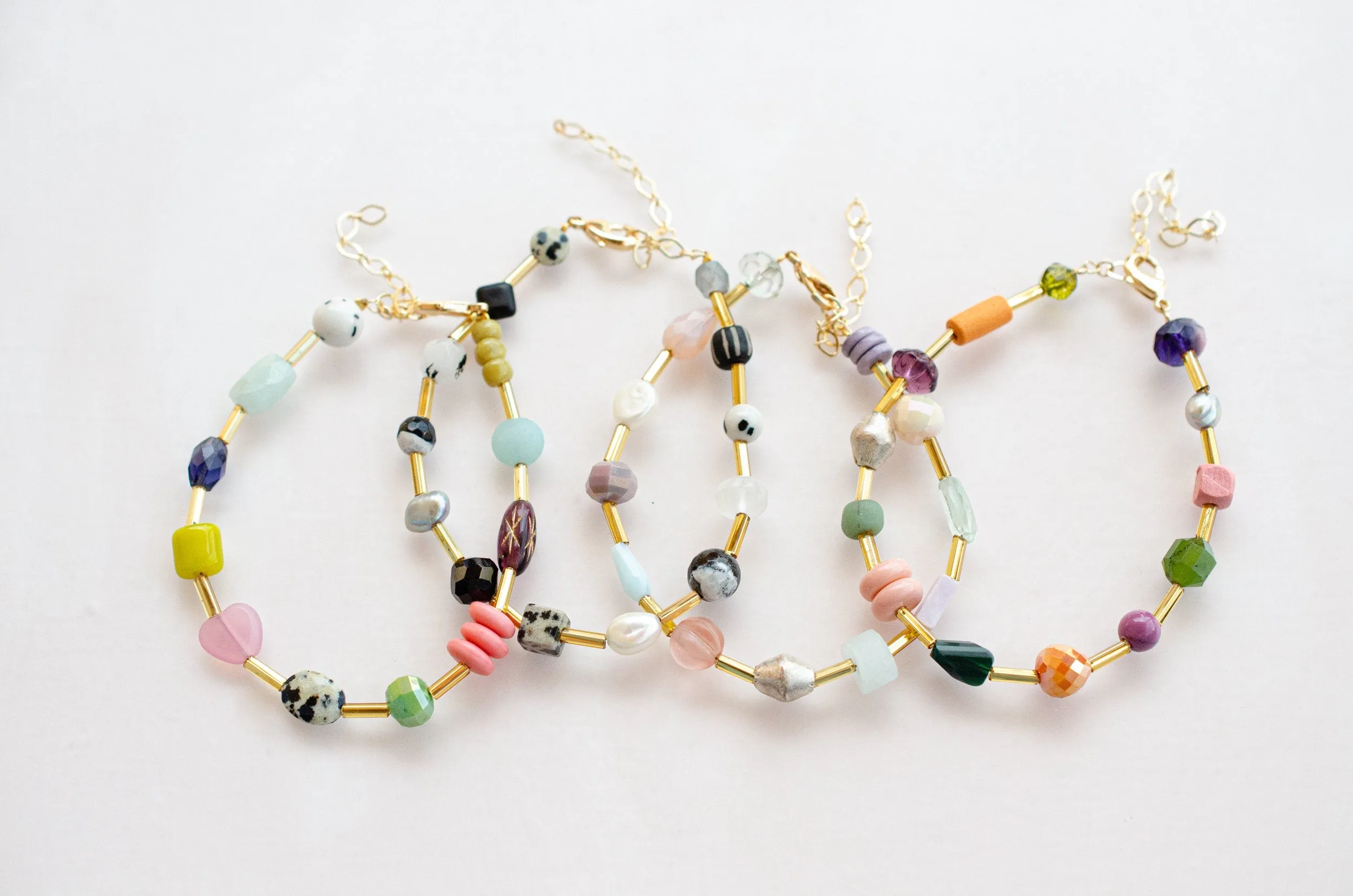 Colorful beaded friendship bracelet, seed bead bracelet, bright stackable bracelet, gold bracelet, gift for her, bridesmaids gift, colorful