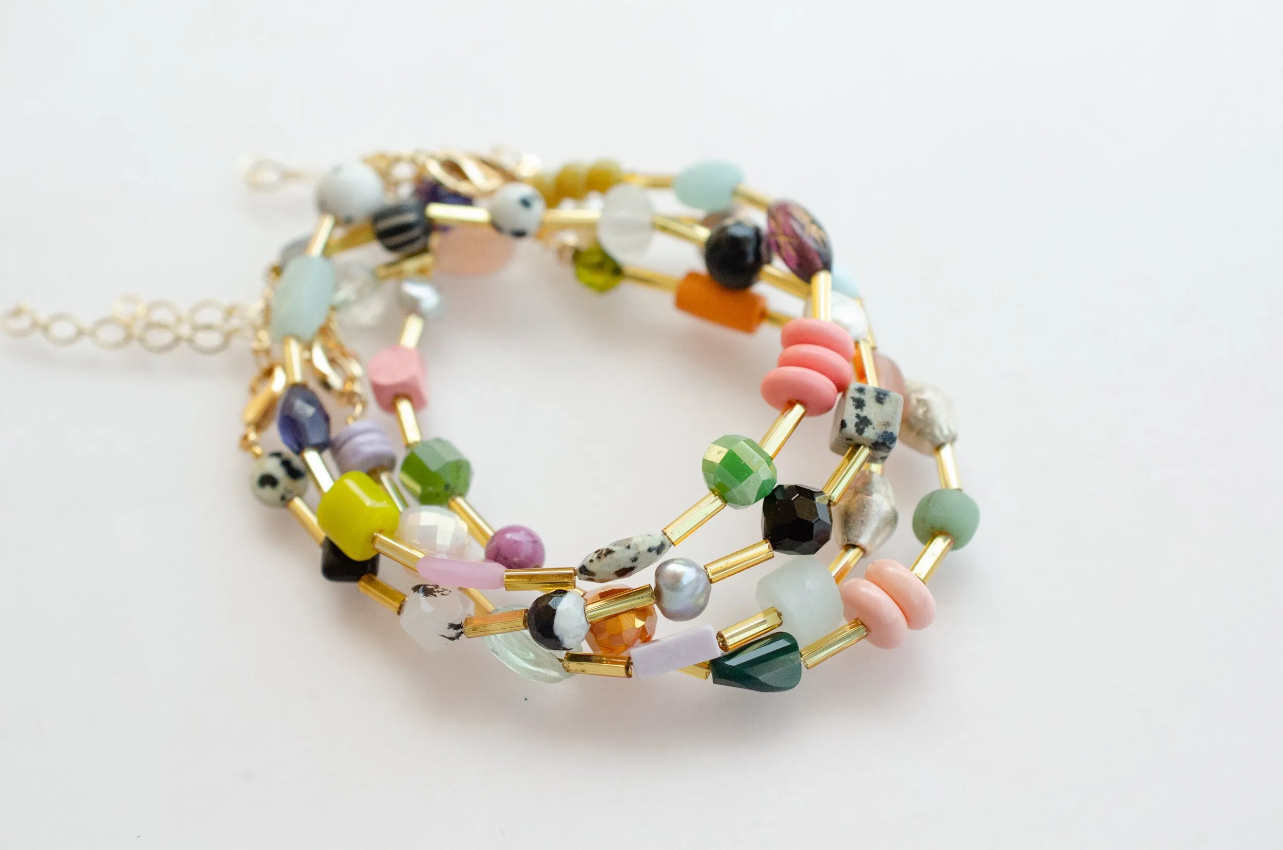 Colorful beaded friendship bracelet, seed bead bracelet, bright stackable bracelet, gold bracelet, gift for her, bridesmaids gift, colorful