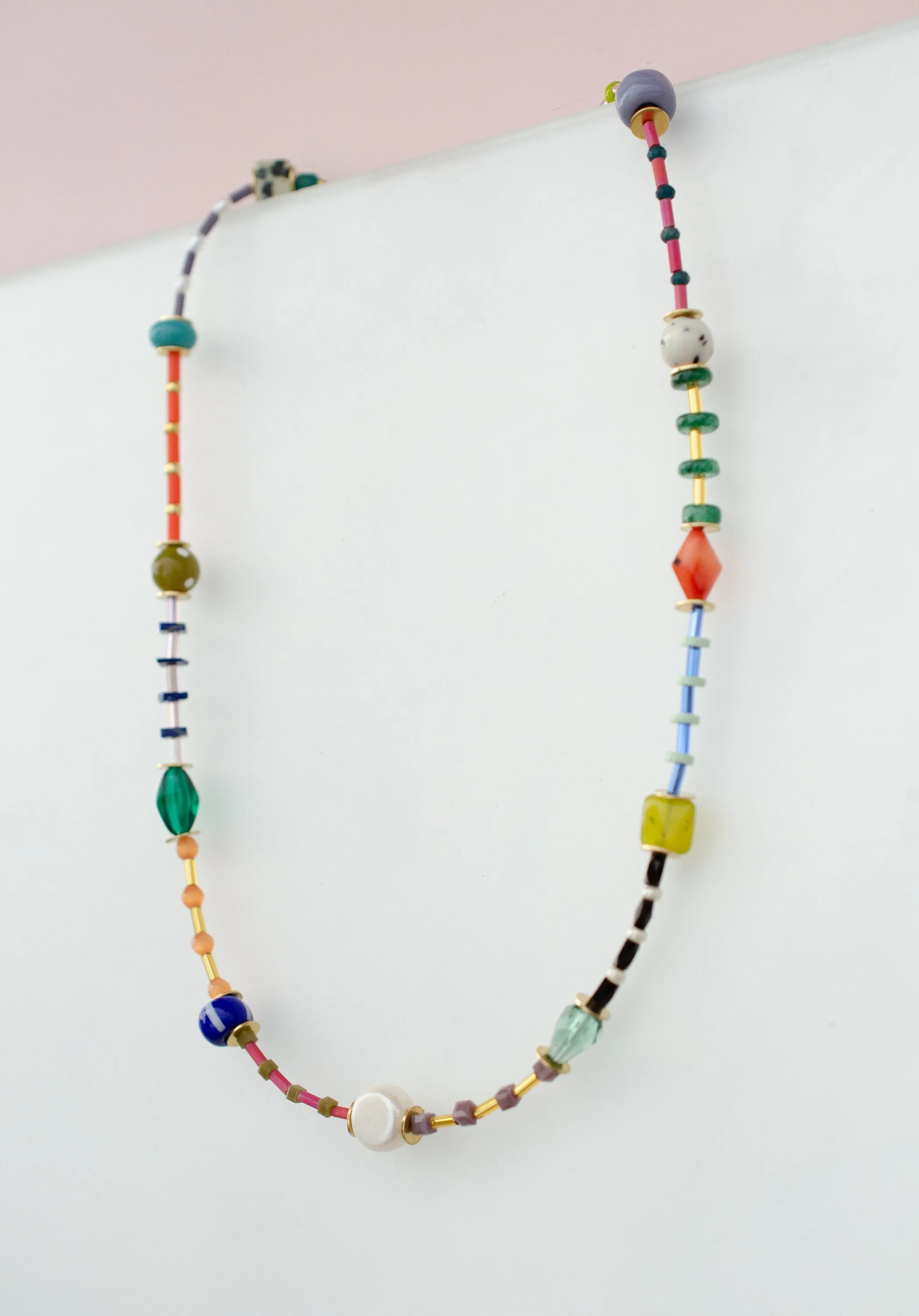 Colorful beaded friendship necklace, rainbow necklace, multicolored necklace, beaded colorful necklace, layering necklace,seed bead necklace