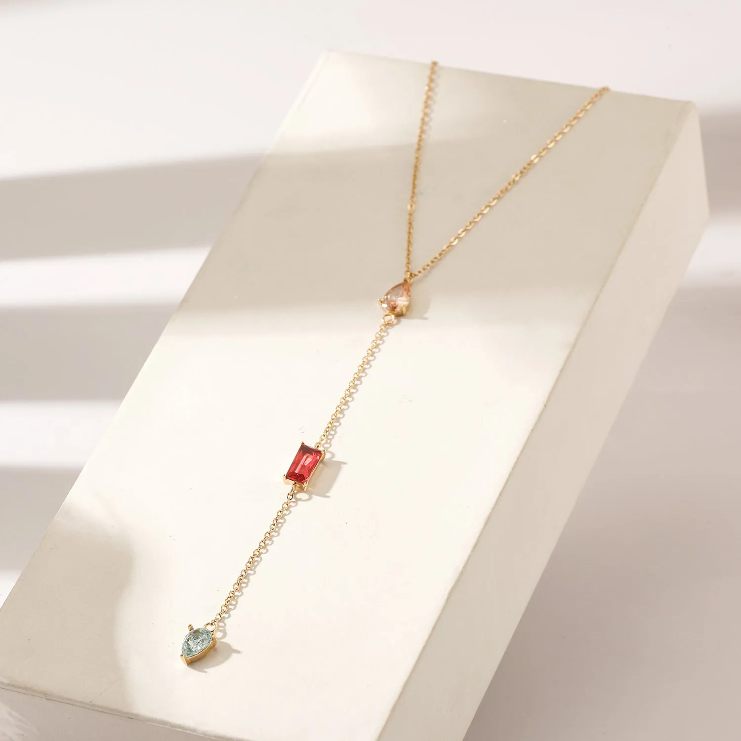 Colorful gemstone pendant necklace-NSSN809STGCZD