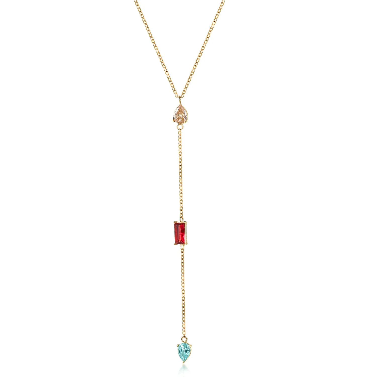 Colorful gemstone pendant necklace-NSSN809STGCZD