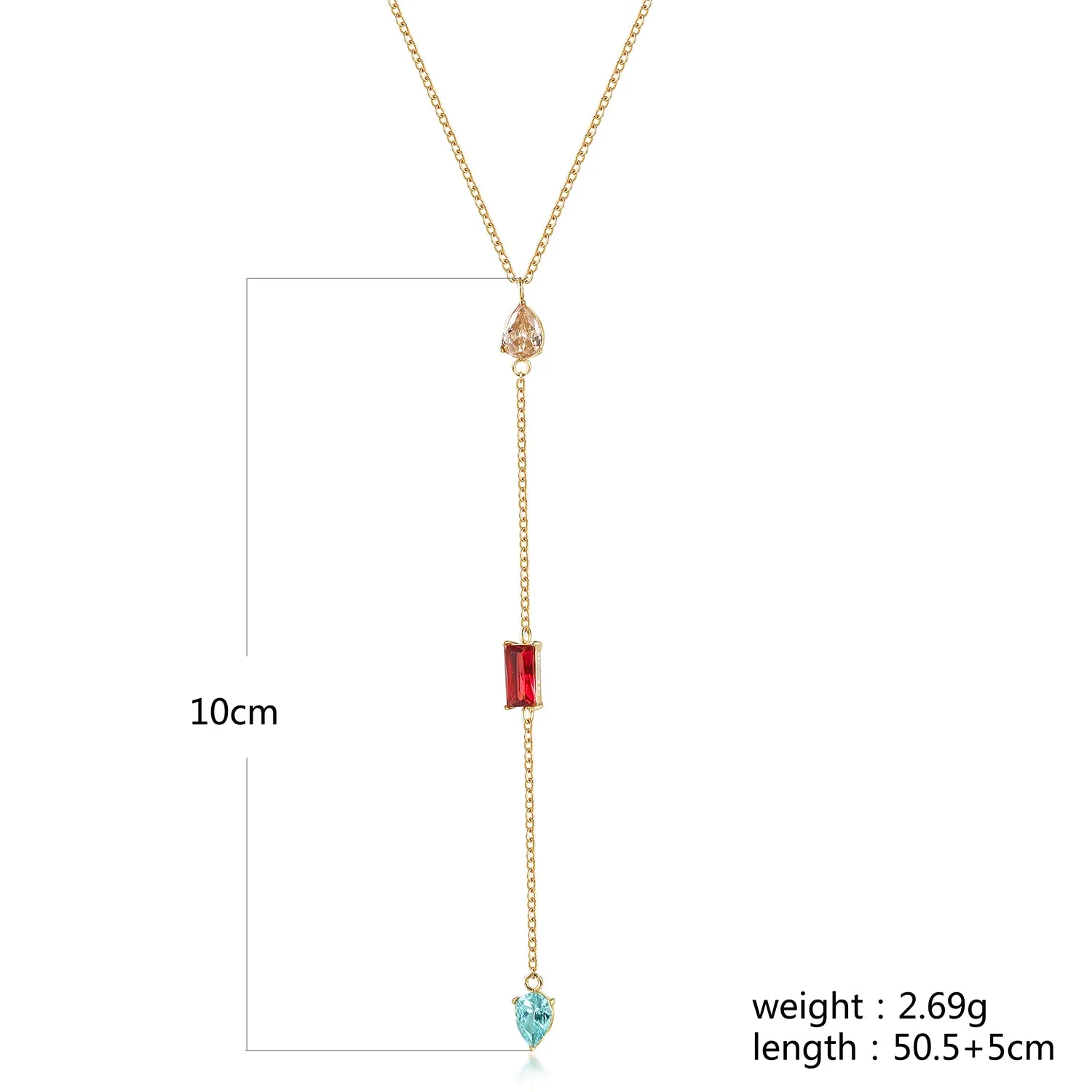 Colorful gemstone pendant necklace-NSSN809STGCZD