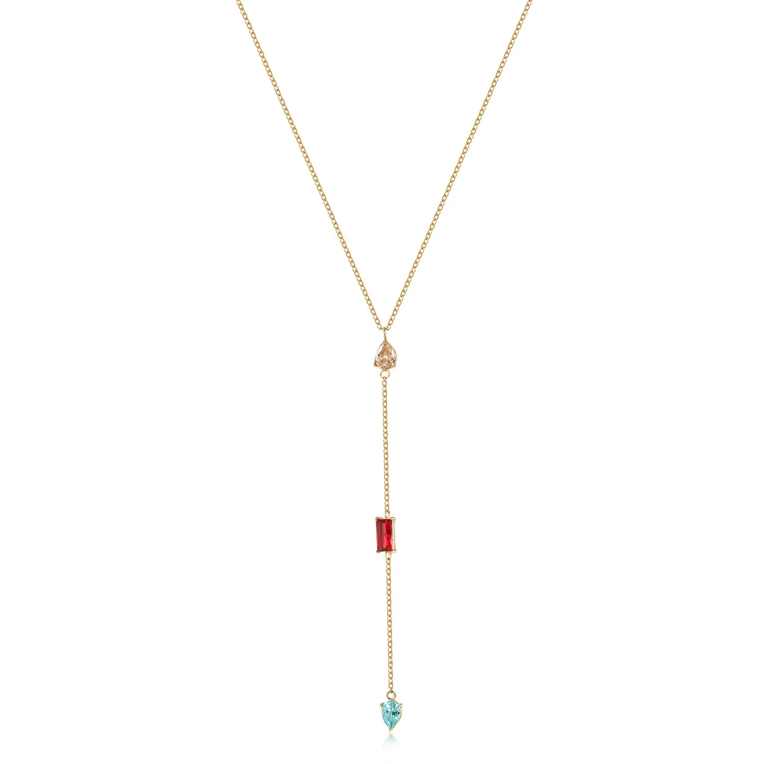 Colorful gemstone pendant necklace-NSSN809STGCZD