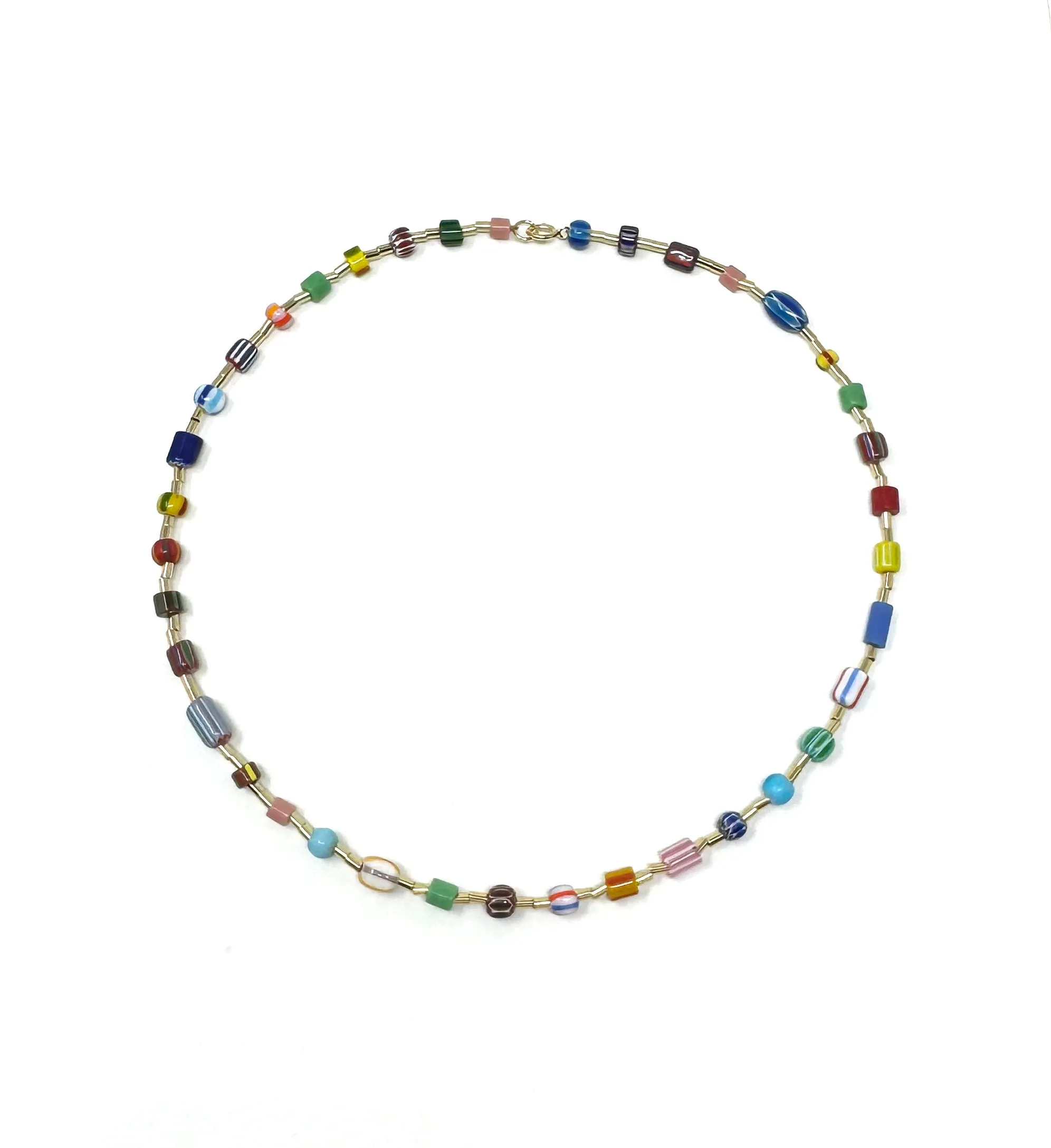 Colorful Glass Beaded Necklace with Spacers