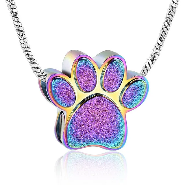 Colorful Pet Paw Cremation Necklace