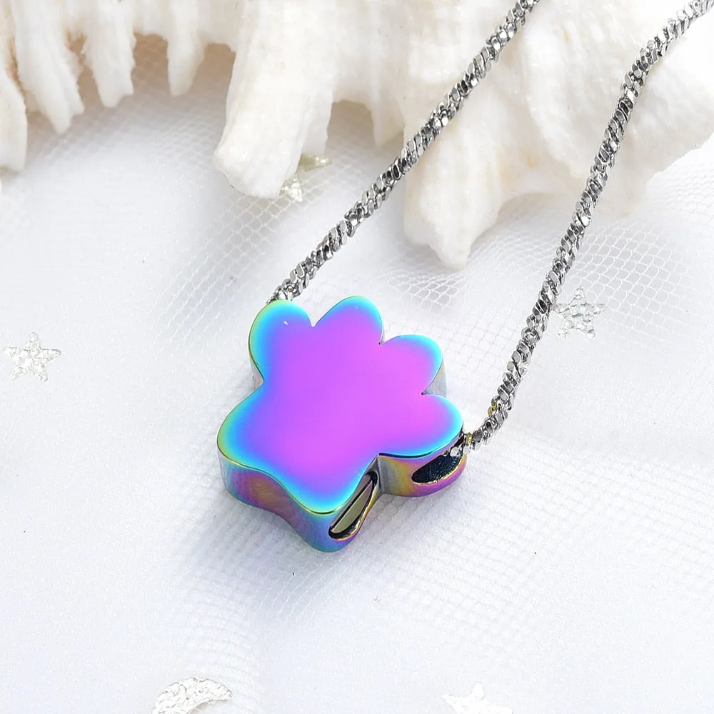 Colorful Pet Paw Cremation Necklace