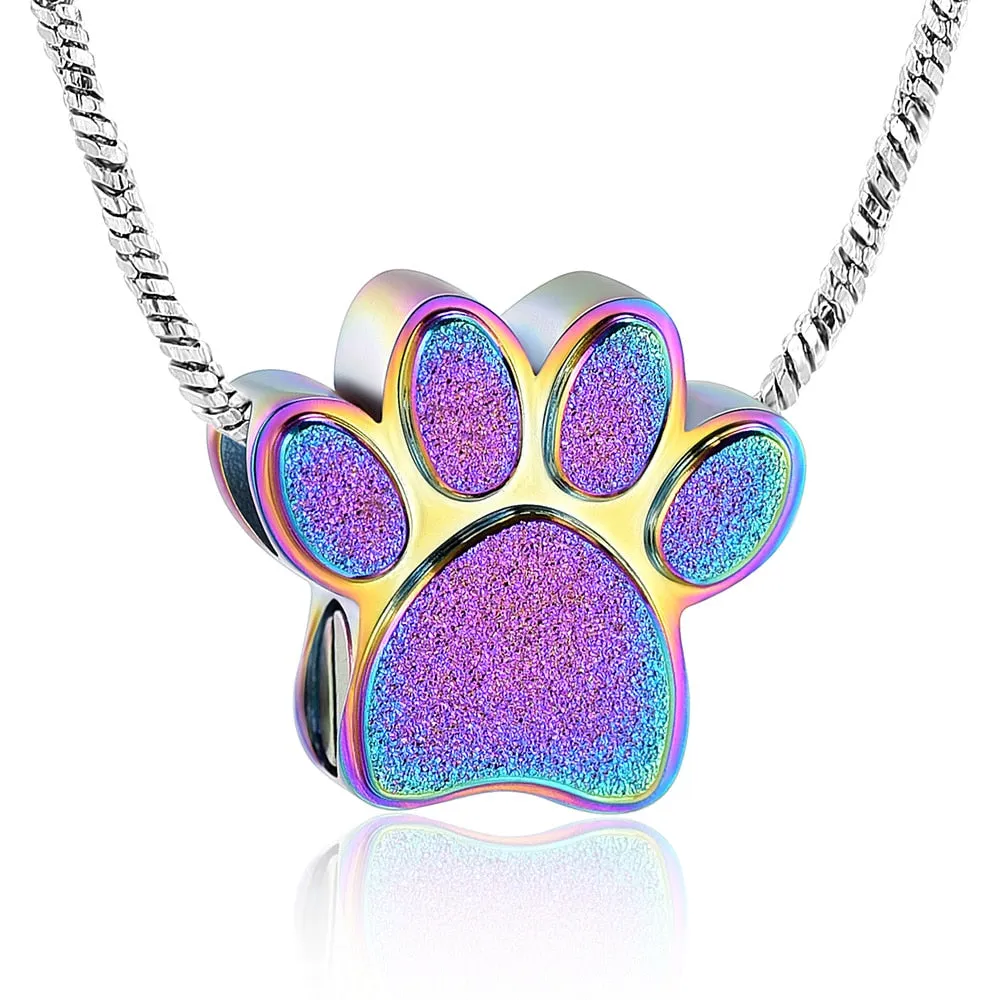 Colorful Pet Paw Cremation Necklace