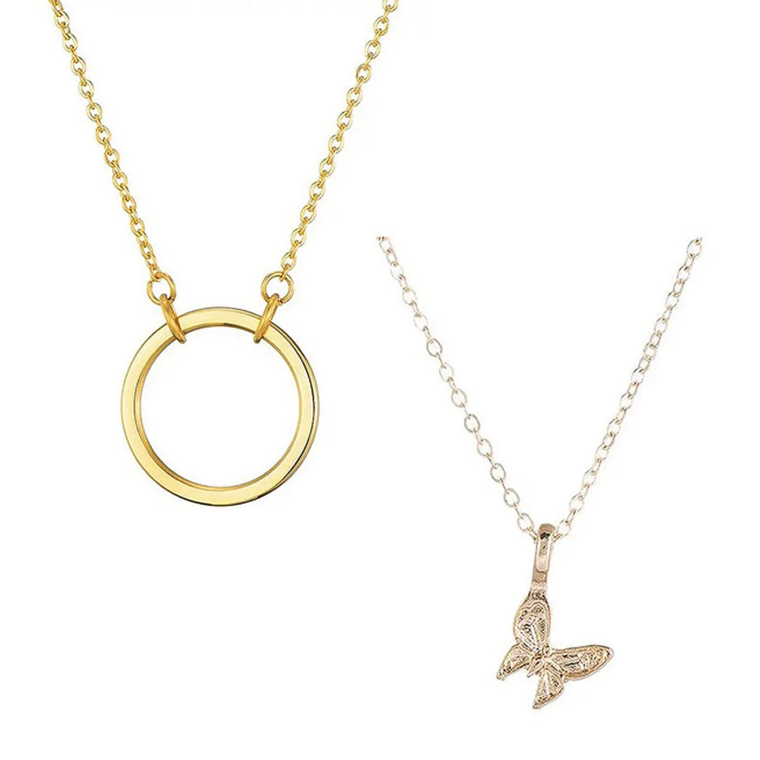 Combo Of 2 Butterfly and Single Circle Pendant