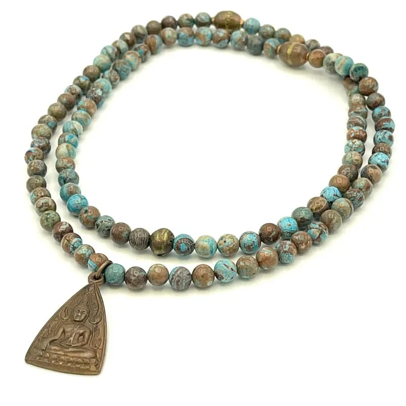 Copper Buddha Pendant Necklace Mala