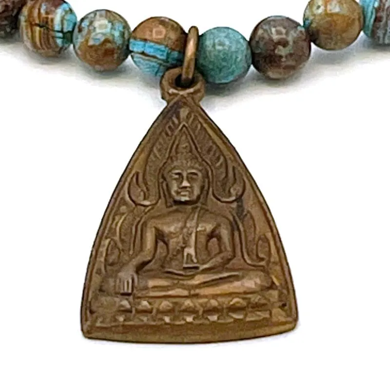 Copper Buddha Pendant Necklace Mala
