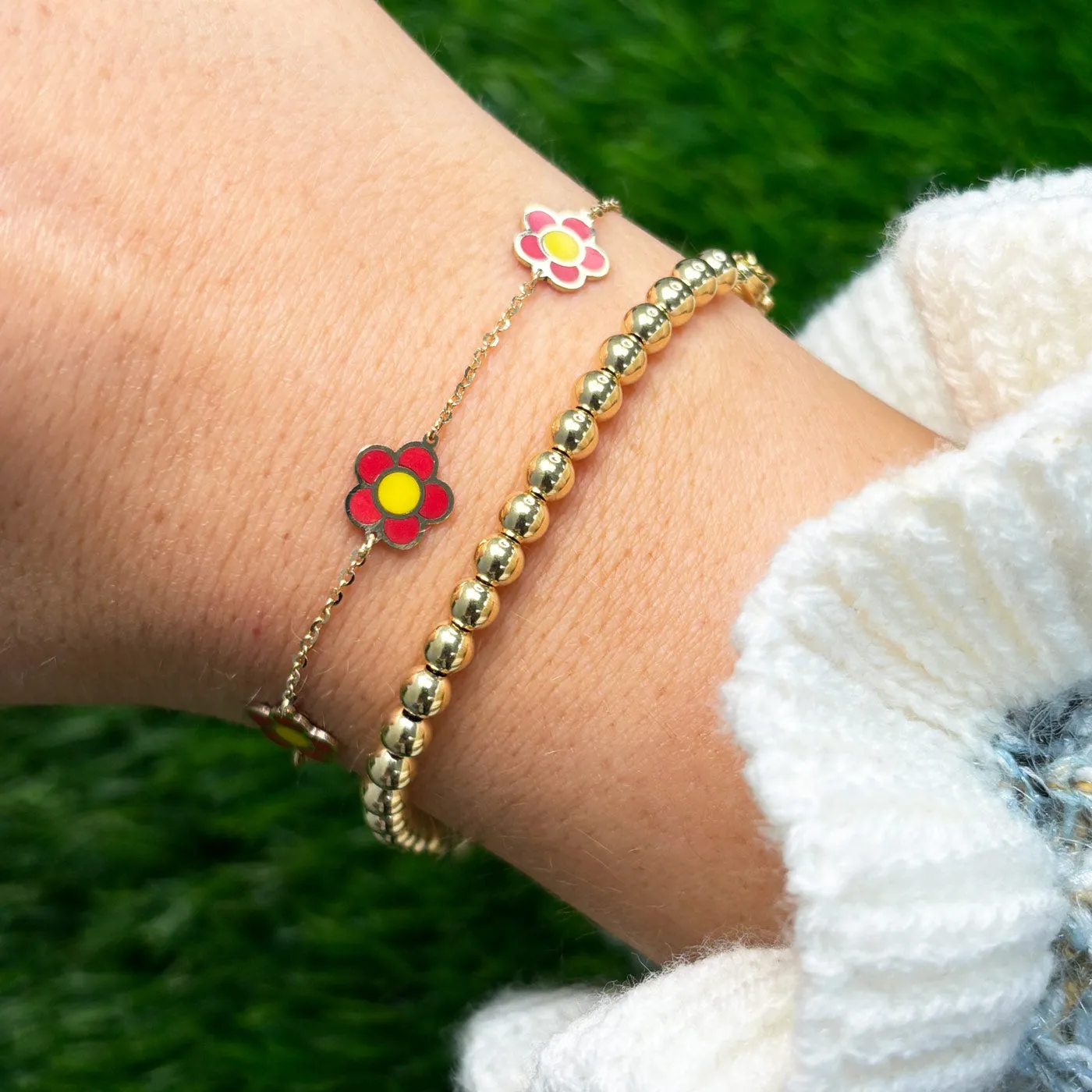 Coral Daisy Bracelet