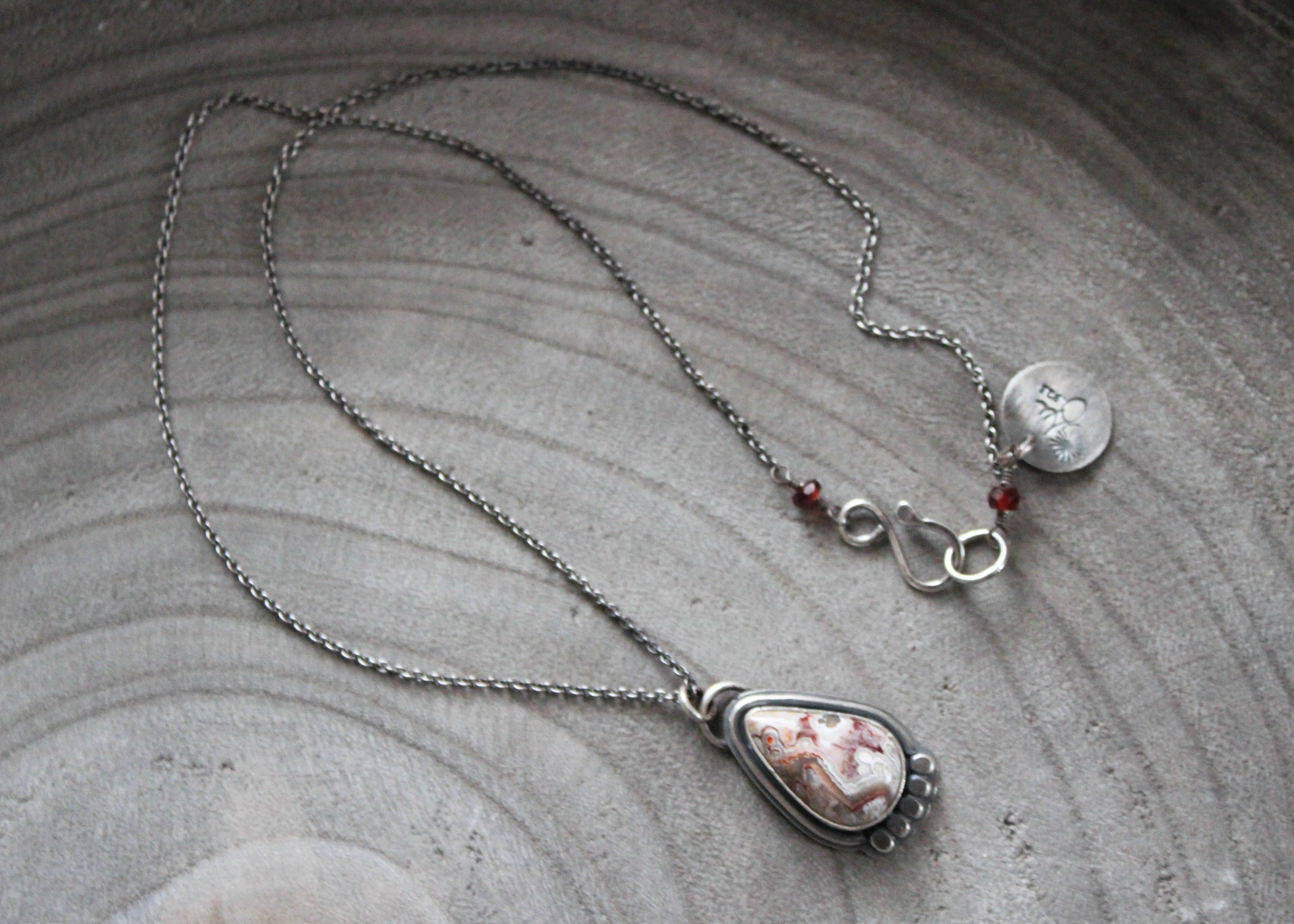 Crazy Lace Agate Silver Accent Necklace No. 3