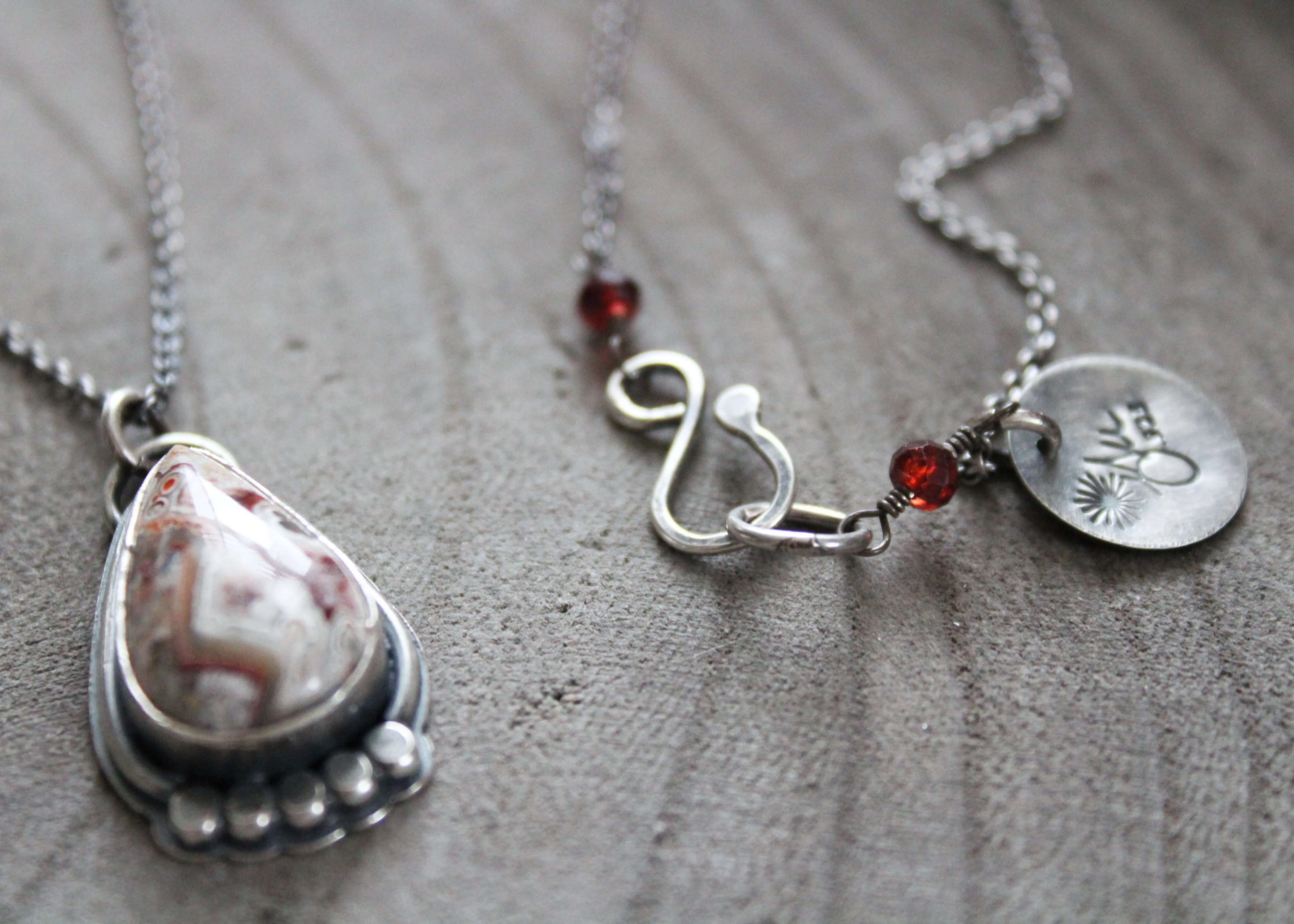 Crazy Lace Agate Silver Accent Necklace No. 3