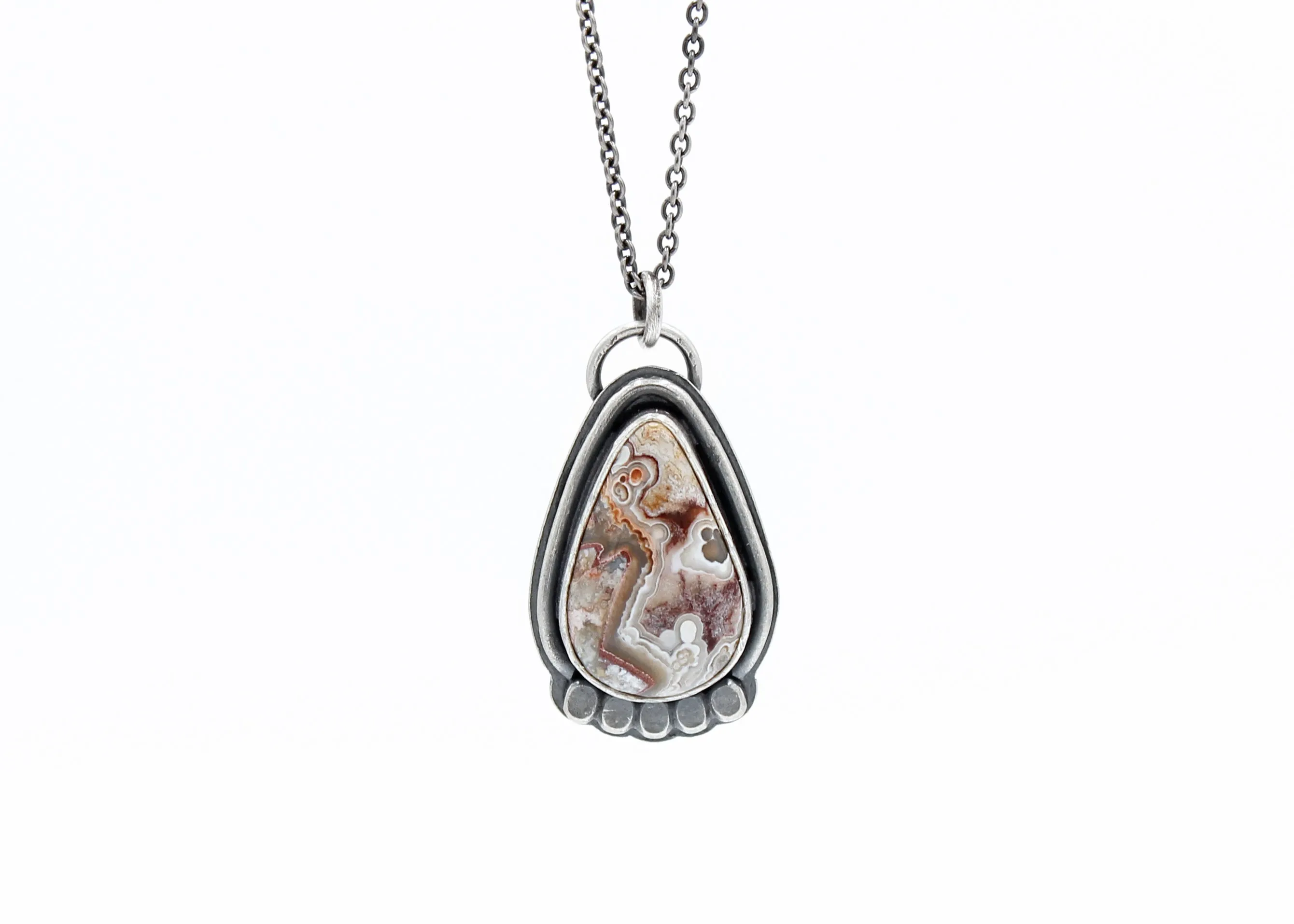 Crazy Lace Agate Silver Accent Necklace No. 3