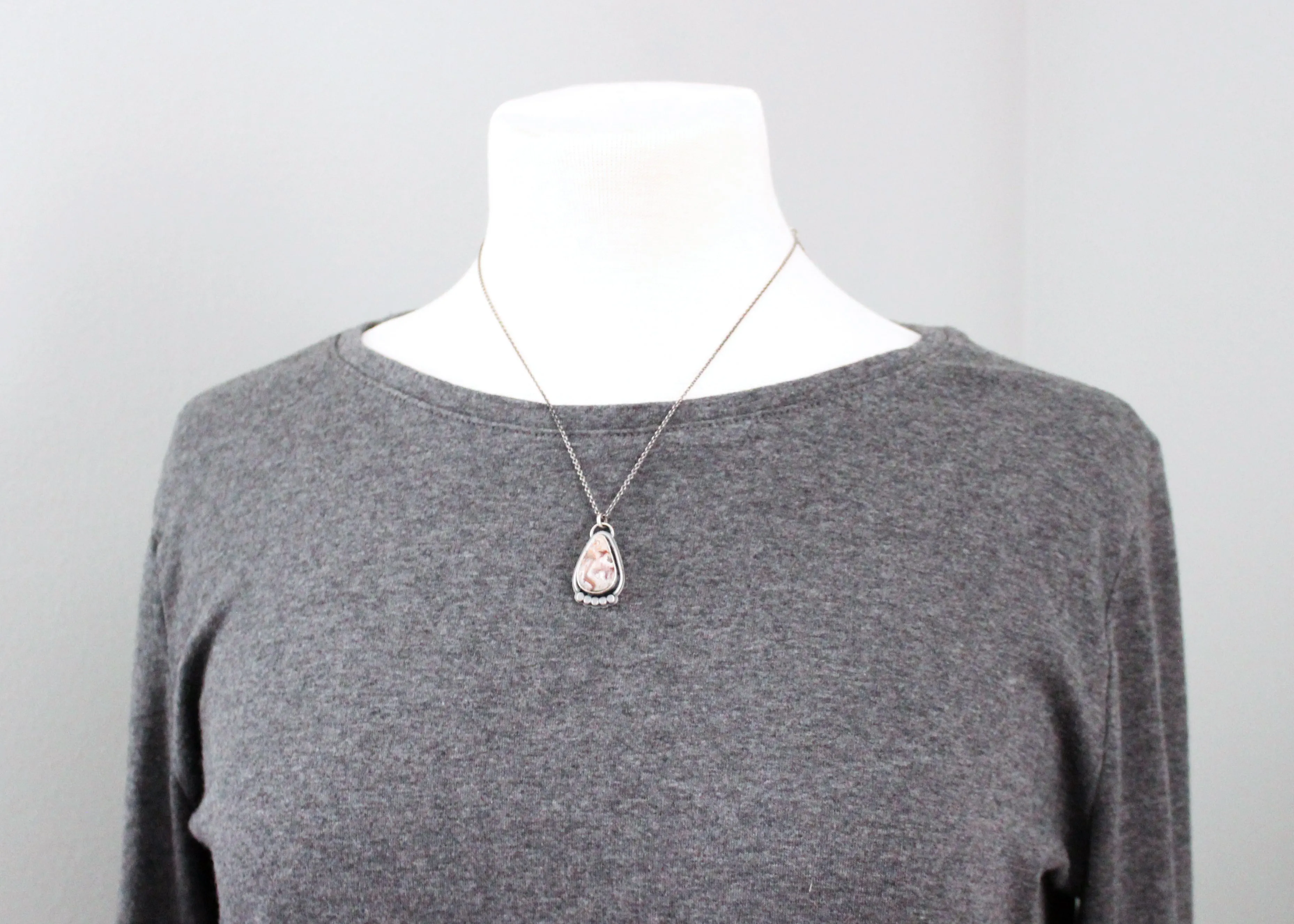 Crazy Lace Agate Silver Accent Necklace No. 3